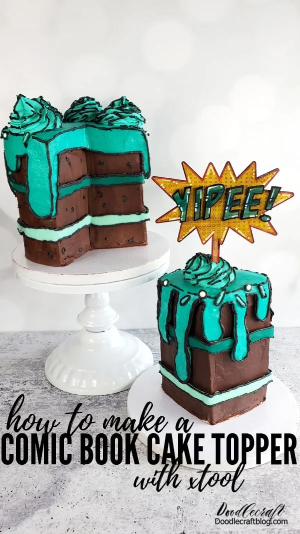 Make a Yipee Cake Topper for a Cartoon Cake!  Cartoon cakes are totally on trend and this comic book style cake topper is the perfect way to say Yipee!   Learn how simple it is to laser cut wood using the xTool M1. It's the perfect household laser cutter for crafters.