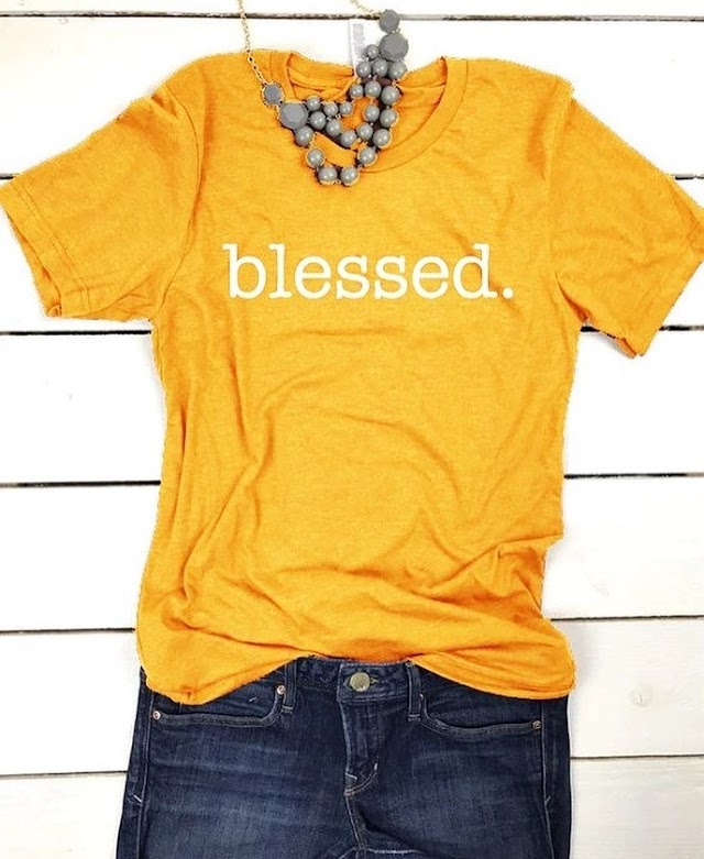 Blesses Yellow T-Shirt Women's Fashion Cotton Tops Christian