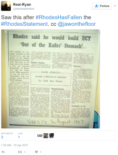 Cecil John Rhodes said he would build UCT out of kaffir stomachs