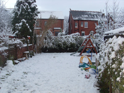 A British snowy garden