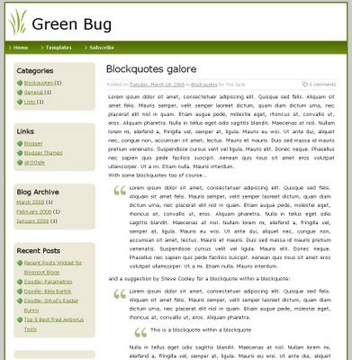 Green Bug Blogger Template