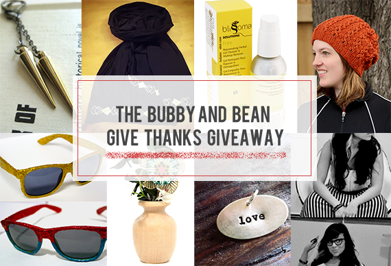 Win a $215 Prize Package of Handmade Goodies in the Bubby and Bean GIVE THANKS Giveaway!