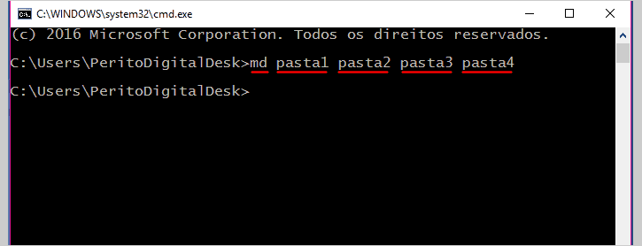 Criar várias pastas no Windows pelo cmd - comando md