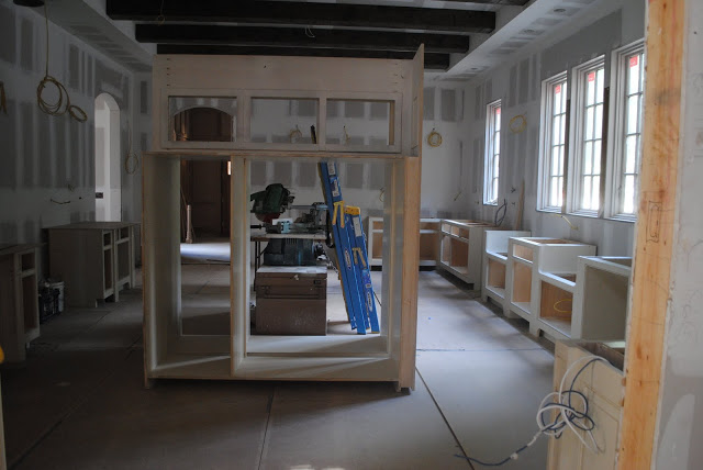 Under construction French chateau kitchen before shot by Enchanted Home