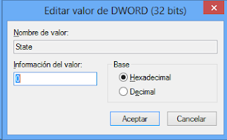 Edición del valor de registro Windows