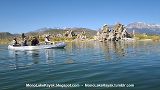 Canoeing on Mono Lake with Tufa Towers in the background