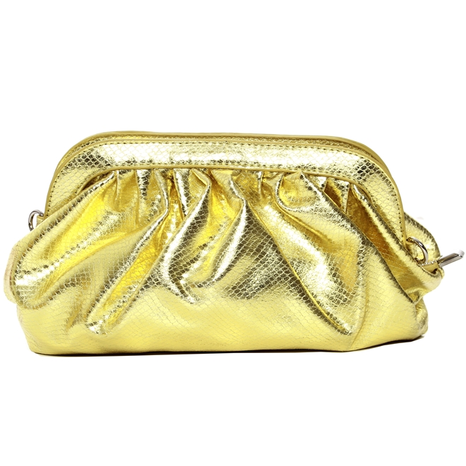 Bolsa Clucth Dourada metalizada