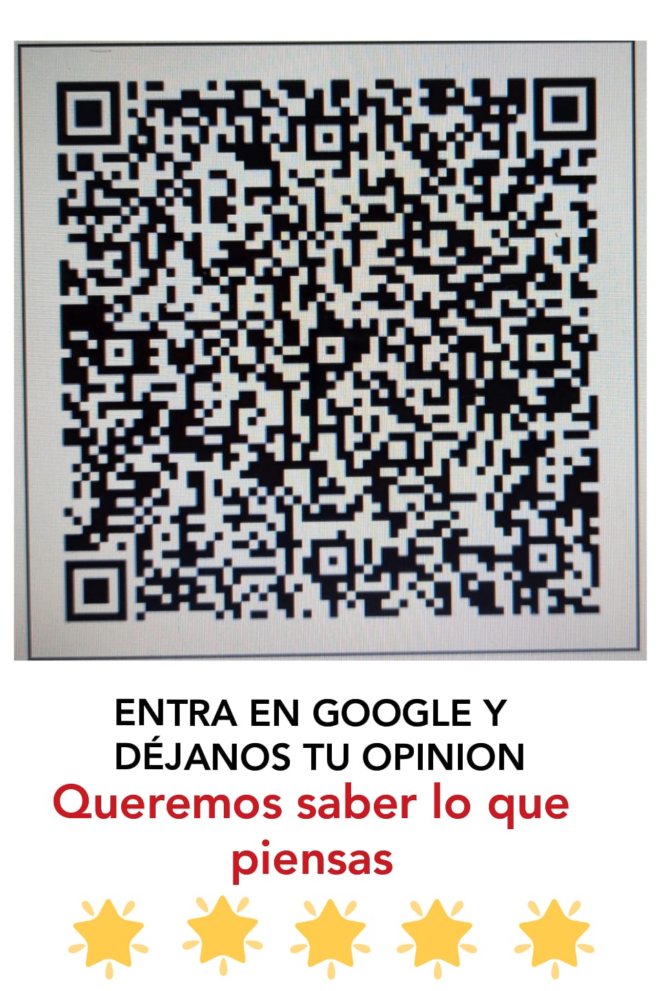 Aqui pedimos su reseña de GOOGLE, es muy importante para mi.