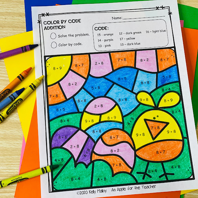 Easter Color By Number Worksheets Addition