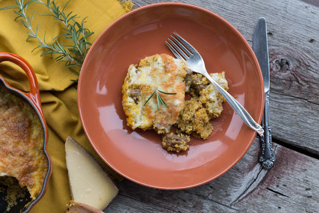 Quinoa-Kürbis-Käse Auflauf mit Merguez