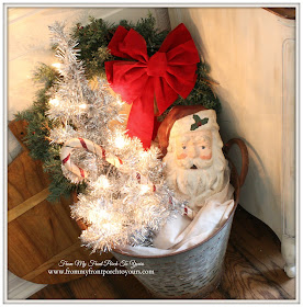 Vintage Olive Bucket-French Farmhouse Vintage Christmas Dining Room- From My Front Porch To Yours