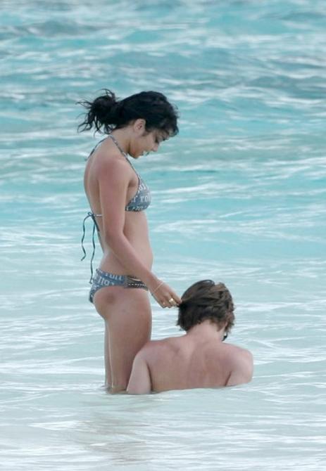 zac efron and vanessa hudgens at beach. vanessa anne hudgens in a hot