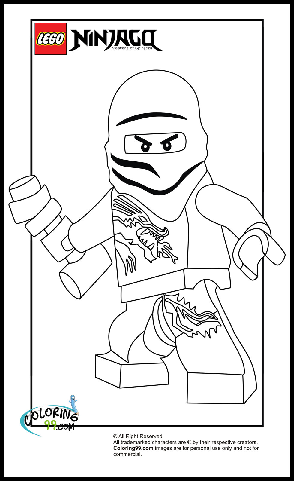 LEGO Ninjago Zane Coloring Pages  Team colors