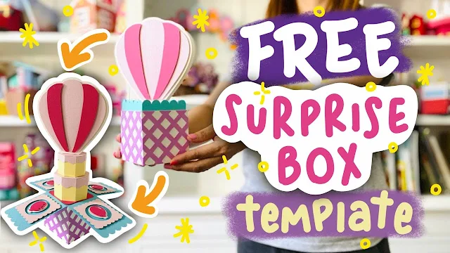 Hot Air Balloon Cake Surprise Gift Box - Free Cricut & Silhouette Cameo Template