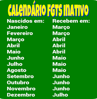 Calendário do FGTS 2017 -  contas inativas