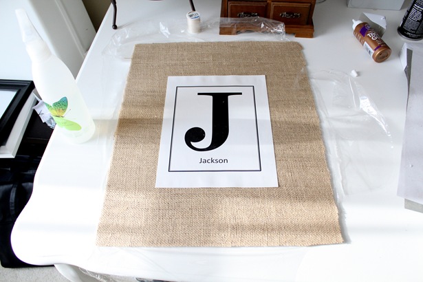 burlap and monogram