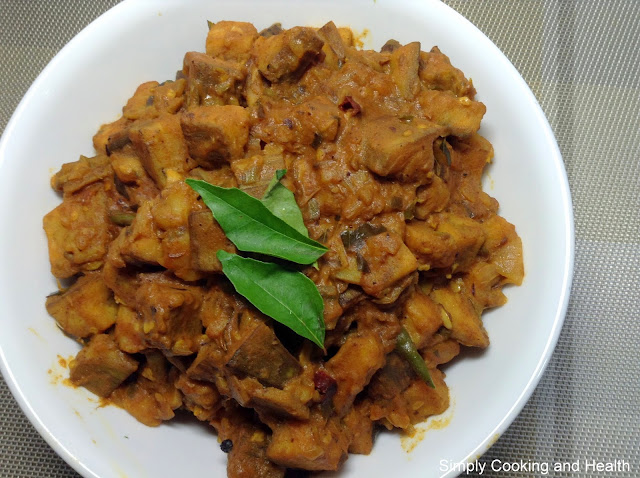 Easy spicy fried  green plantain Curry with coconut milk