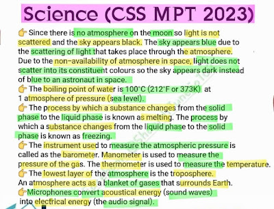 CSS 2023 MPT Screening Test Paper General Science and Ability MCQs Solved