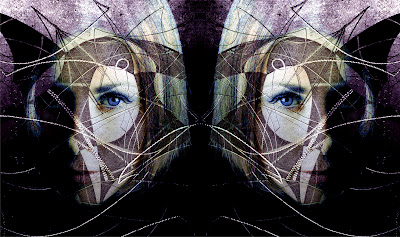 patterns, female portrait, photography mirror image