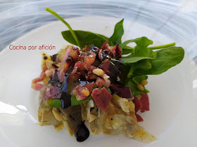 FA 2020 Ensalada de alcachofas confitadas con brotes, jamón ibérico y vinagreta de mostaza Dijón