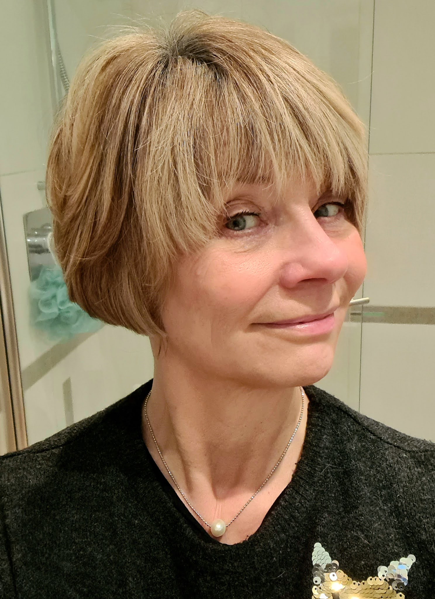 Over 50s style blogger Gail Hanlon from Is This Mutton after a hair cut at Toni and Guy, Epping, Dexember 2020