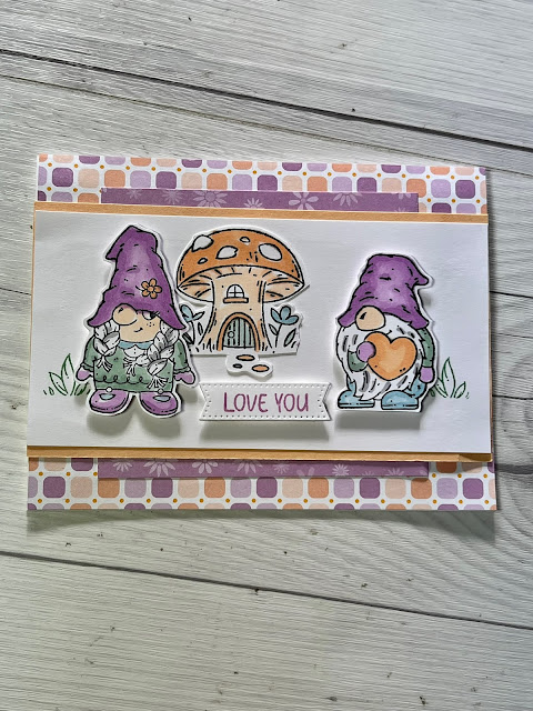 Valentine card with two gnomes from the Stampin' Up! Friendly Gnomes Stamp Set