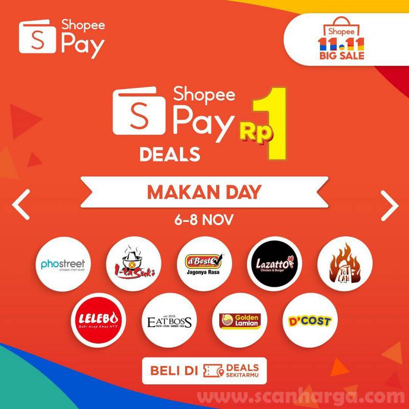 Shopeepay Promo Makan Day cuma Rp 1,- di Banyak Restoran