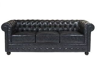 Sofa poli piel negro chester 3 plazas