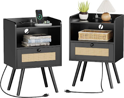 Solid Construction Nightstands with Charging Station