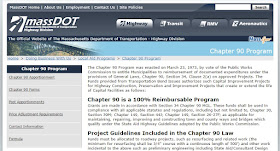 screen grab of MassDOT Chapter 90 program page