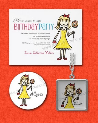 Birthday Party Invitations For Girls. Lollipop Birthday Party