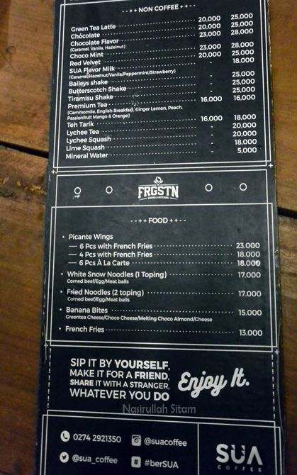 Daftar harga dan menu di Sua Coffee