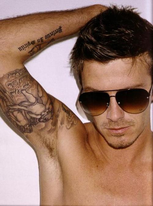 The David Beckham tattoos show his history, particularly that of his family.