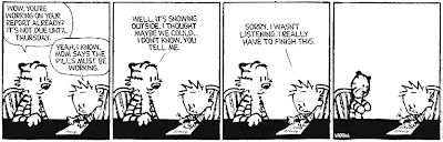 Calvin busy writing comic