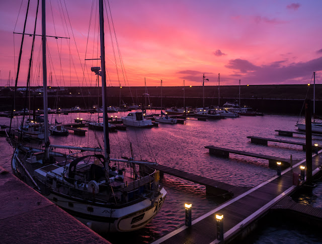 Photo of Maryport Marina in Cumbria, UK,  lit up by Saturday's sunset