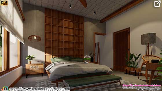 Tropical bedroom interior design in Kerala