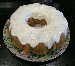 Blueberry almond cake with cream cheese frosting