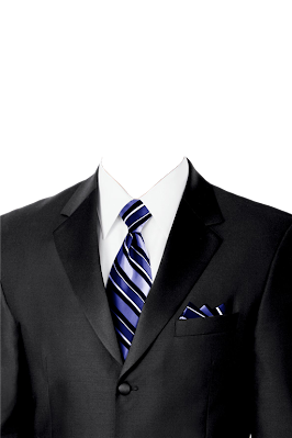 plantilla de traje de hombre color negro corbata a rayas azul y blanco