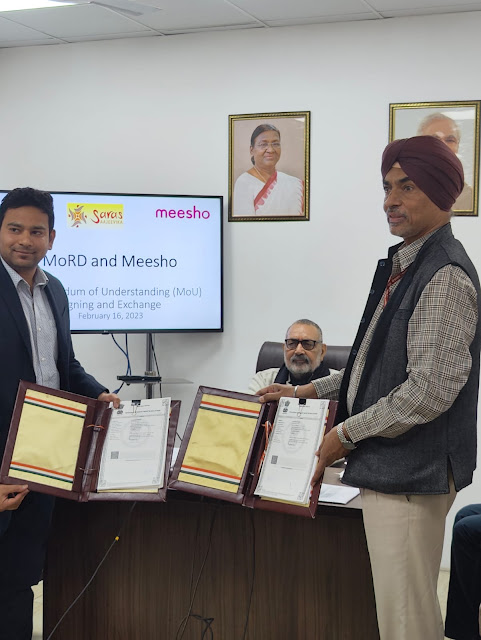 Sanjeev Barnwal, Co-founder and CTO, Meesho and the Ministry of Rural Development signed a Memorandum of Understanding (MoU) today in Delhi in the presence of Giriraj Singh, the minister for Rural Development and Panchayati Raj to onboard women registered under