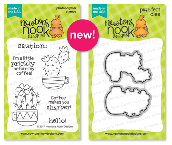 Cuppa Cactus | 3x4 Cactus and Coffee themed stamp set and die set by Newton's Nook Designs #newotnsnook