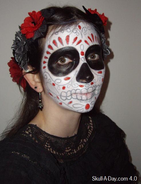 The makeup is inspired by sugar skulls and La Calavera Catrina The Elegant