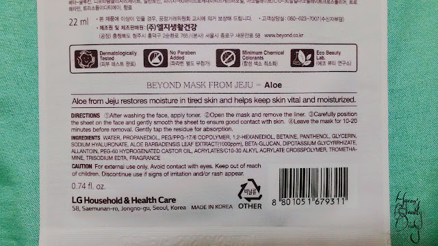 Review; Beyond's Aloe from Jeju Mask Sheet