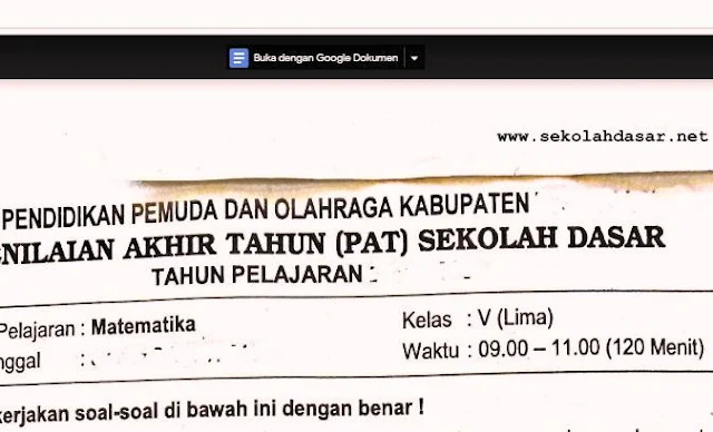 Soal Ulangan Matematika Kelas 5 Semester 2 K-13