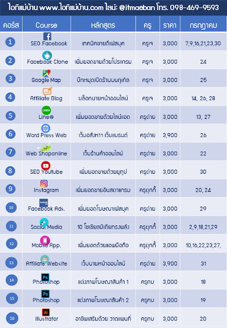 ตารางเรียนเดือน กรกฎาคม มาแล้วค่ะ