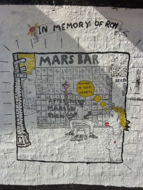 mars bar party. Outside the Mars Bar,