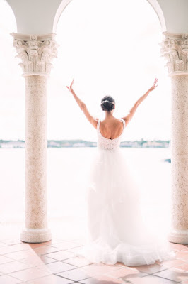 happy bride outdoors