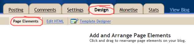 page elements blogger