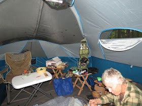 inside a tent