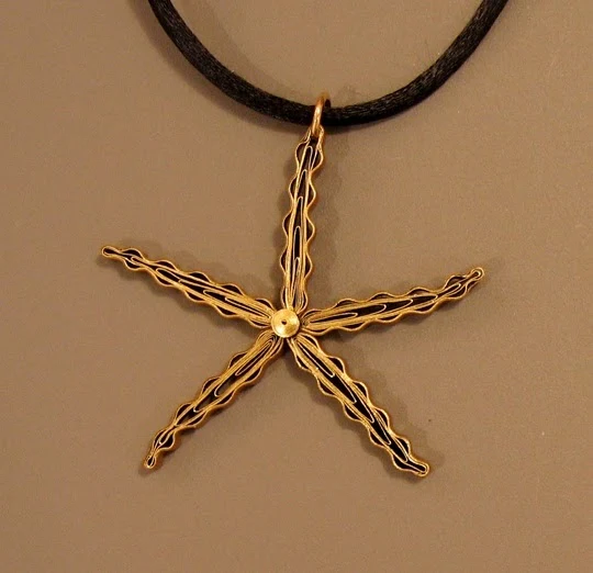 Quilled Starfish Pendant - paper jewelry by Ann Martin
