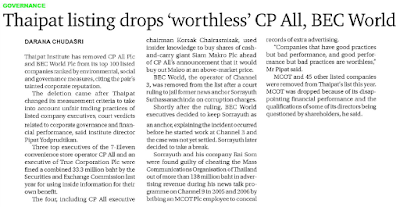THAIPAT listing drops 'worthless' CP All, BEC World